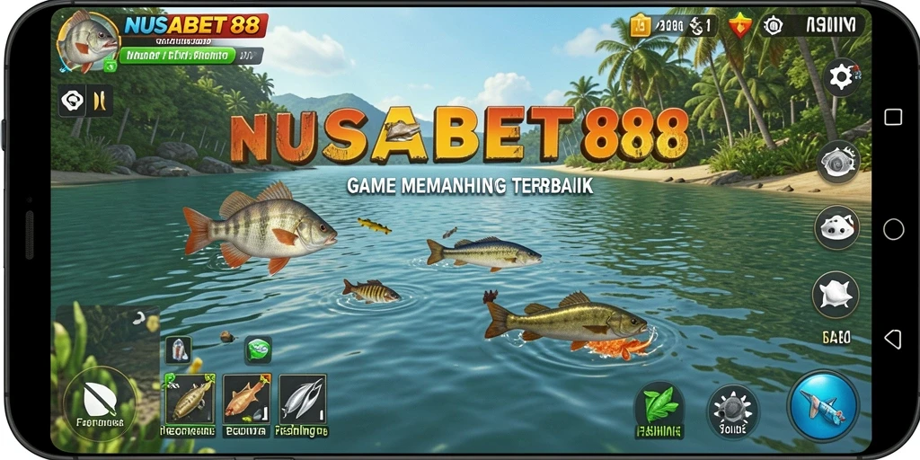 Tampilan gameplay NUSABET88 yang menarik saat memancing di laut.