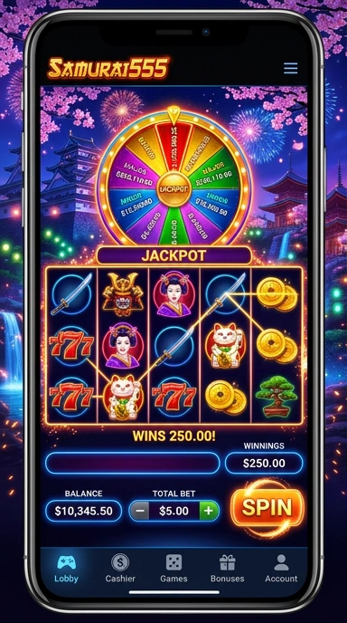 Screenshot tampilan utama aplikasi samurai555.